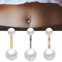 Piercing de nombril populaire européen et américain en acier inoxydable électroplaqué avec perle et tige multicolore