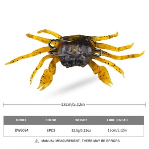 Ventas calientes 32,5G Gancho doble Realista Bonic Walking Hundimiento Cangrejos Cebo de plástico suave Cangrejo Señuelo Señuelos de pesca de agua salada - Product Image 3
