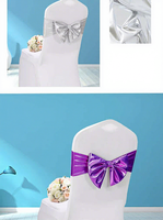 Nœuds de chaise extensibles pour mariage, en spandex métallisé doré, avec nœud papillon, pour banquets et événements