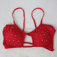 Maillot de bain bikini floral exotique personnalisé pour femme S651, réversible, respirant, sexy, avec strass scintillants, taille XS-XL