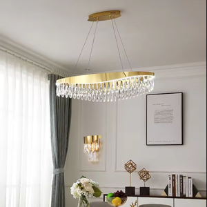Zeal Lighting Luxury Modern K9 Crystal Chandelier Lámpara colgante de oro Hotel Home Bombilla LED Material de hierro 3000K Interruptor de color - Product Image 3