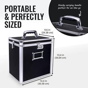 LP-caja de discos de vinilo duro para DJ, almacenamiento de discos de vinilo de aluminio, bloqueo de 50 soportes de álbum y organizador, gran alternativa - Product Image 3