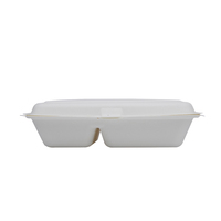 Emballage biodégradable Emballage de pulpe jetable à 2 compartiments pour boîte à lunch jetable de bagasse de canne à sucre alimentaire