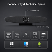 Système de visioconférence 4K tout-en-un avec encadrement automatique IA, micro et haut-parleur intégrés, grand angle 121°, USB, direct usine pour salle de réunion