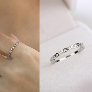 H233 Heart Pattern Eternity Band <b>Ring</b> Alloy Unisex Fashion Jewelry Gift - Product Image 5