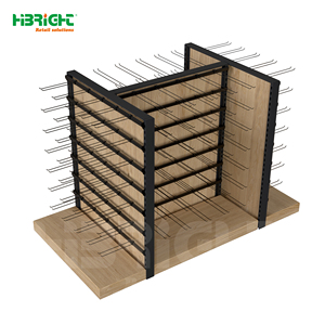 Highbright Double-Sided Heavy-Duty Multi-tier Wooden Bakery <b>Display</b> Shelf with Hanging Peg <b>Hooks</b> for Bread Snacks Retail Stores - Product Image 4