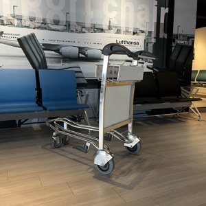 Airport Luggage <b>Trolley</b> Carts Three Rubber Wheels Airport Hand Brake Baggage <b>Trolley</b> Airport <b>Trolley</b> - Product Image 3