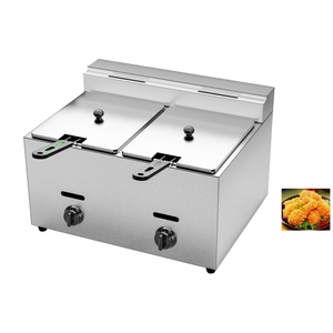 LPG Gas Deep <b>Fryer</b> for Chicken Meat and Potato Chips 12L Stainless Steel <b>Fryer</b> with 1 Tank 2 Basket Food Processing Machinery - Product Image 2