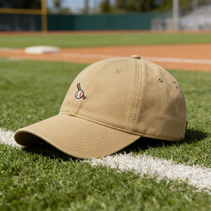 Gorra de Béisbol Color Caqui con Bordado de Bate y Pelota - Gorra de 6 Paneles Ajustable para Deportes y Actividades al Aire Libre - Product Image 4