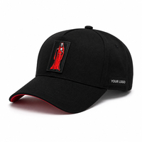 Casquette de baseball en caoutchouc 3D avec patch, étiquette tissée personnalisée, motif squelette Saint, casquette snapback, broderie rose, visière rouge