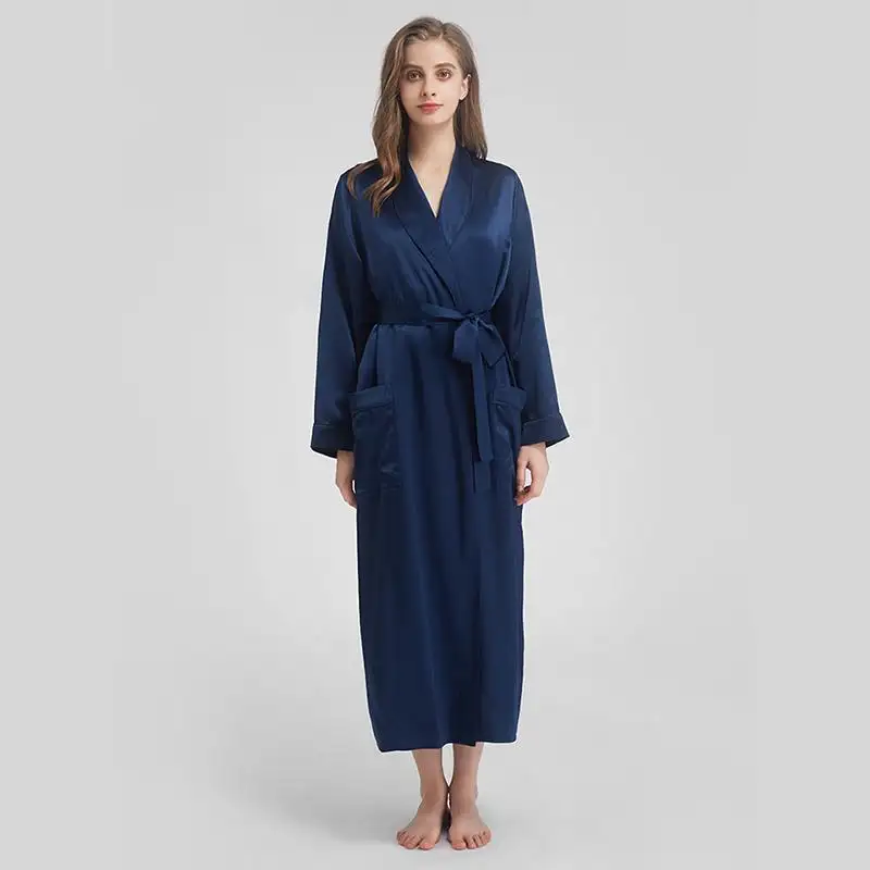 Silk Long Robe Sleep Dress Sexy Luxury 100% Pure Silk For Women Night Dress Silk Pajamas Women Sleepwear Kimono