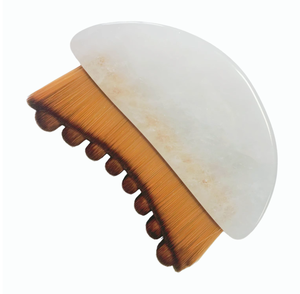 แปรงนวดหน้ายกกระชับ ด้ามหยกธรรมชาติสีขาว สำหรับนวดระบายน้ำเหลือง - Product Image 1