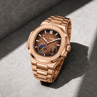 Montre en quartz or rose pour homme, boîtier coussin, bracelet en acier inoxydable, montre-bracelet résistante à l'eau pour affaires