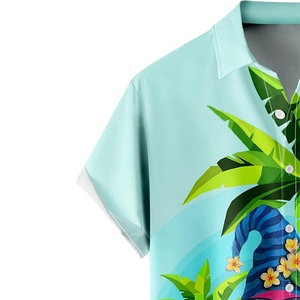 เสื้อฮาวายสำหรับผู้ชาย แขนสั้นทรงหลวม คอตั้ง ปักโลโก้ได้ ระบายอากาศได้ดี พิมพ์ลาย ODM เสื้อชายหาด รีสอร์ท ลำลอง - Product Image 3