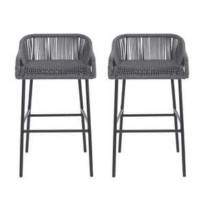 La Push Modern Adjustable Leather Outdoor Patio Dark Gray Barstool Set of <b>2</b> for Home <b>Bar</b> - Product Image 2
