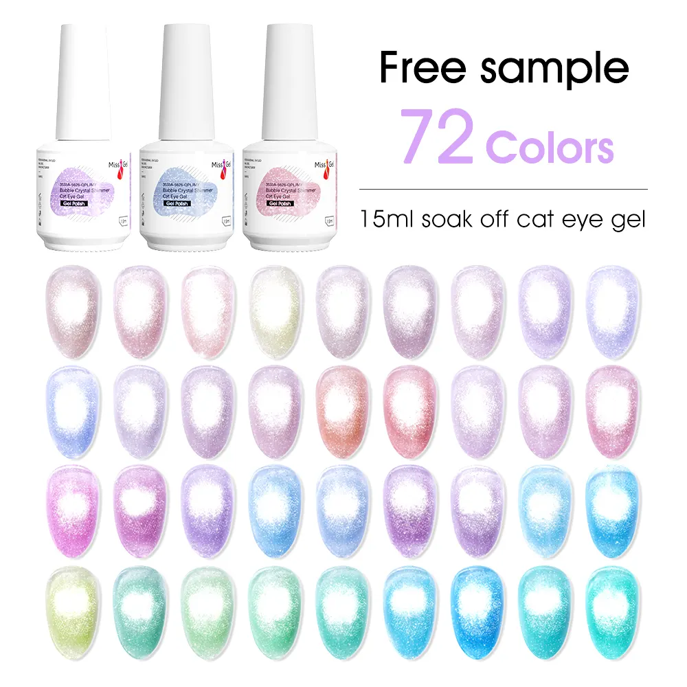 Missgel Gel de haute qualité Bubble Crystal Shimmer Cat Eye Gel Nail Color Vegan Private Label Moonlight Cat Eye Magnet Gel Polish