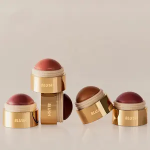 New 9 Colors Easily Blendable Gold Container Cream Cheek Makeup Blush Custom Vegan Lightweight Cream Blush Private Label