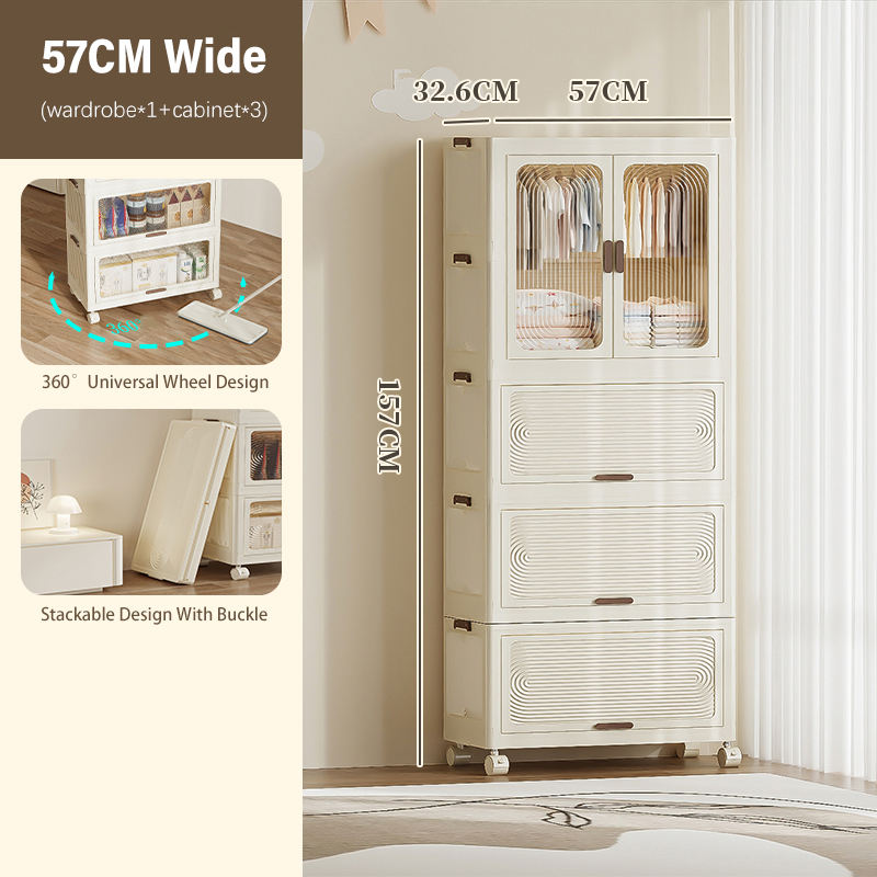 Armoire 57cm-1 + 3 armoires blanches