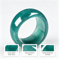 Bague Donut en Jadeite Bleu Glacé avec Vert Flottant, Pendentif en Jade Naturel Type A, Bijou pour Hommes et Femmes, Cadeau