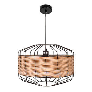 Solange 1xE27 .45cm Rotin Pendentif Moderne Design Asiatique 3D Imprimé Logo Blanc Chaud Petite Chambre Lustre Lumière - Product Image 1