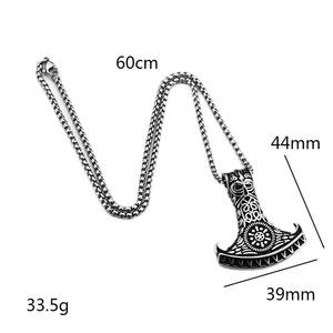 Collar con colgante de hacha vikinga de acero inoxidable yunnique para hombre, amuleto de estilo nórdico para ropa, regalo a juego - Product Image 5