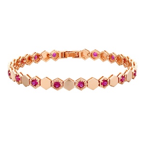 High End Eco-friendly <b>Copper</b> Gold Plated Micro Insert 3mm Champagne Zircon Vintage Chain <b>Bracelet</b> for Women - Product Image 1