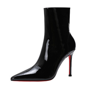 Botines Negros de Tacón Alto con Suela Roja para Mujer, Otoño Invierno 2026, Tacón Fino, Punta Puntiaguda, Sexy, Estilo Elegante, Botas de Charol - Product Image 5