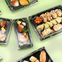 Emballage alimentaire personnalisé pour fête, restaurant, boîte en plastique rectangulaire jetable de qualité alimentaire pour sashimi de saumon, autres emballages
