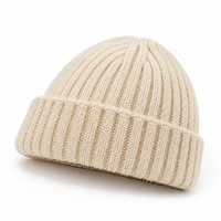 Bonnet unisexe côtelé en maille épaisse, chaud et thermique pour l'hiver, avec revers plié, étiquette personnalisée, vente en gros et approvisionnement en vrac