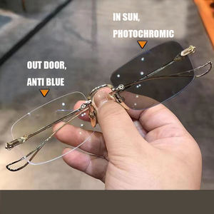 フォトクロミックリムレスアイウェアグラス超軽量、近視メガネアンチブルー - Product Image 4