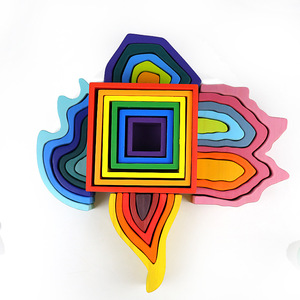 Jouet de blocs d'empilage arc-en-ciel en bois pour enfants de 2 à 6 ans, blocs de construction pour la reconnaissance des couleurs et l'éducation précoce - Product Image 1