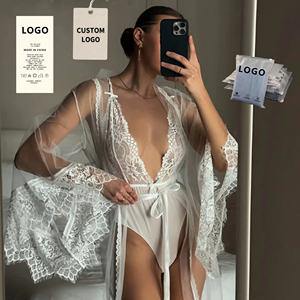 Hete Verkoop Luxe Lingerie-Sexy Transparant Vrouwen Meisje Kanten Nachtjapon Ondergoed Sling Bloemenborduurwerk Avond Tweedelige Jurk - Product Image 1