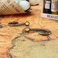 Pendentif breloque hameçon à ardillon en alliage de zinc bronze antique, avec tige enveloppée, pour souvenir de pêche
