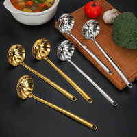 Louche à soupe créative en forme de lotus avec manche long, en acier inoxydable 304, passoire pour fondue, accessoire de cuisine, compatible lave-vaisselle et four