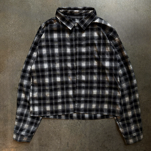 Personnalisé Unisexe Bouton Baggy Plaid Chemise à Manches Longues pour Hommes Coton Lavage À L'acide Détresse Flanelle Strass Revers Streetwear Chemises - Product Image 3