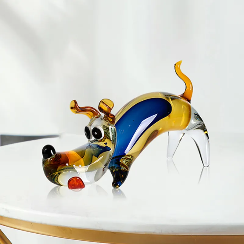 Meilleures ventes, lunettes artisanat Statue de chien teckel Sculpture de chien pour la maison décoration de table cadeau