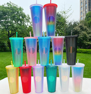 Vente chaude Durian Cup Personnalisé En Plastique Multicolore Diamant Durian Bouteille D'eau gobelet <span class=keywords><strong>tasse</strong></span> Avec Couvercle Paille - Product Image 4