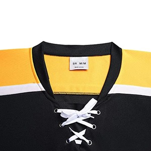 Jersey de Hockey sobre Hielo Sublimado Personalizado para Hombre, Manga Larga, Negro, Amarillo, Blanco, 100% Poliéster, Corte Regular, en Venta - Product Image 3
