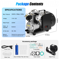 Compresseur d'air portable TUXING Mini à double cylindre 4500Psi/30Mpa/300Bar pour gonflage 110V/220V, chasse, plongée, PCP, paintball