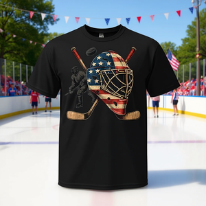 Camiseta de hockey sobre hielo con diseño de casco de portero de EE. UU., ropa deportiva para el 4 de julio - Product Image 3
