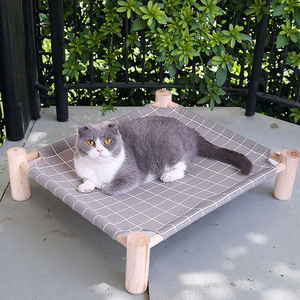 携帯用取り外し可能な猫と犬のハンモックベッド屋内/屋外磨かれた木製の高い冷却ベッド - Product Image 5