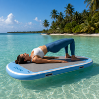 Plateforme de yoga aquatique gonflable avec large pont antidérapant en EVA, pont flottant stable pour le fitness, le Pilates, les étirements et l'équilibre