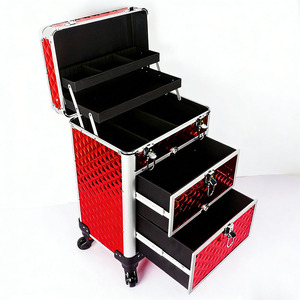 Rolling Makeup Train Case Cosmetology Case <strong>on</strong> <strong>Wheels</strong> Nail Carts Organizer Case <strong>Make</strong> <strong>Up</strong> Artist Tattoo Travel Case Salon <strong>Trolley</strong> - Product Image 4