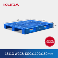 Palette en plastique renforcé d'acier Kuda 1311G-WGCZ, plancher de stockage industriel résistant à l'humidité pour la logistique et le transport