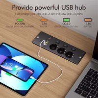 Regleta de Enchufes Empotrada Oculta para Escritorio con Control Maestro de un Toque, USB A+C y Carga Rápida PD para Oficina, Hotel y Mesa de Conferencias