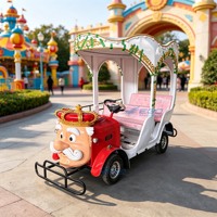 Chariot de tourisme personnalisé pour personnes âgées, style dessin animé, avec sièges roses sur le toit / chariot de mariage / chariot panoramique pour parc