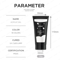 Kit de gel acrylique JTING de haute qualité à construction rapide, 18 couleurs, tube de 60 ml, professionnel pour l'extension des ongles, gel acrylique pailleté, polygel