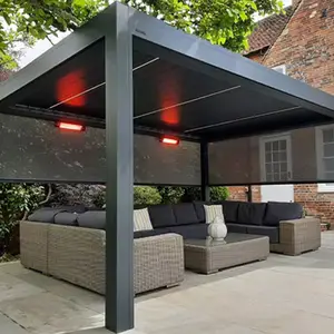 Kit Pergola in alluminio Gazebo impermeabile con tetto a lamelle dal Design moderno
