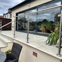 Rampe extérieure EKOO pour balcon, terrasse, escalier, poteau à pince, garde-corps en verre
