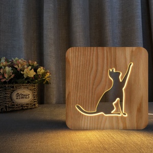 Warm White Nordic Design Gift Decorative Carton Pet <strong>Cat</strong> Dog Fish LED <strong>Night</strong> <strong>Light</strong> for Kids Wood <strong>Light</strong> <strong>Night</strong> <strong>Light</strong> - Product Image 3